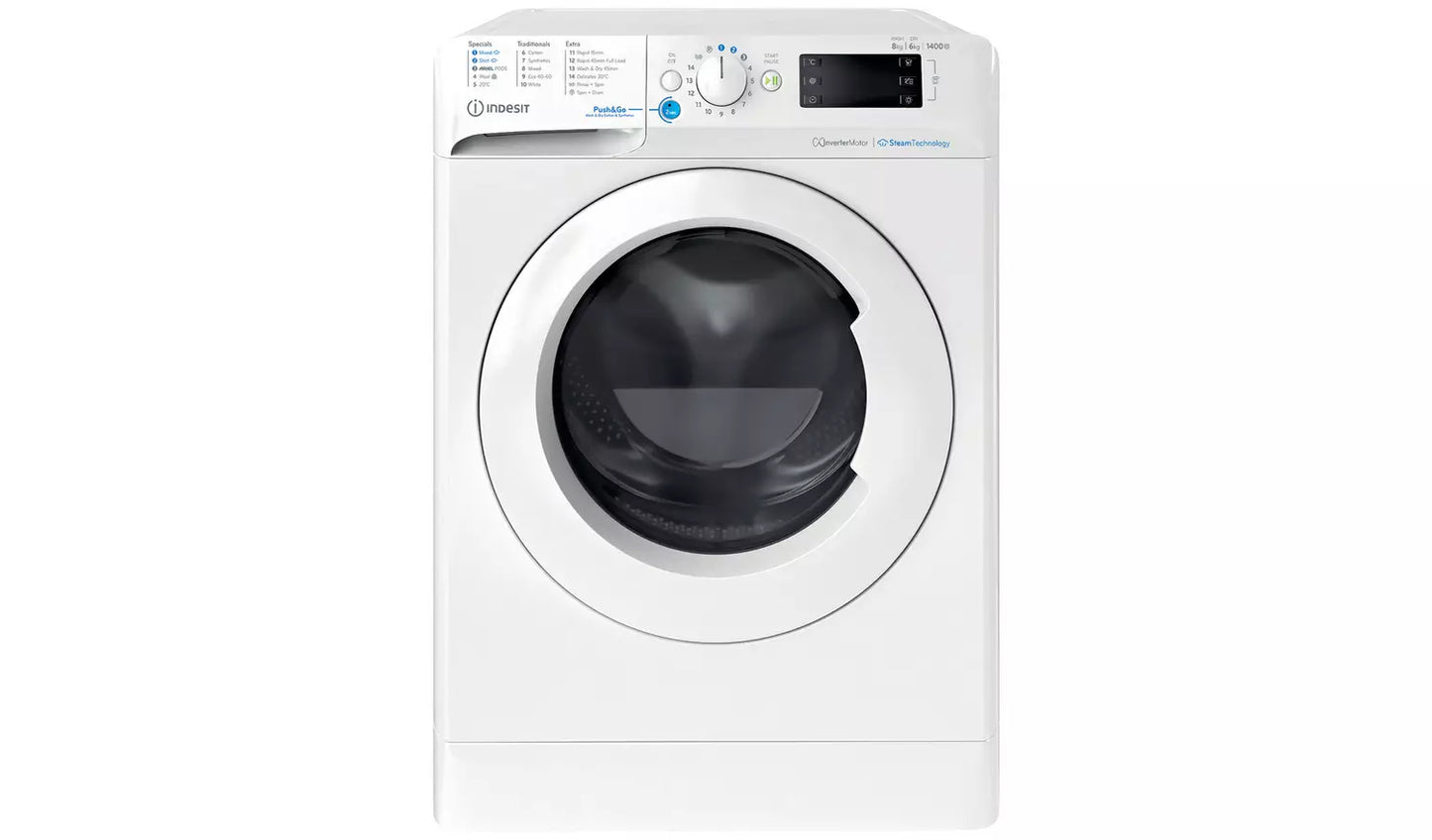 Indesit BDE86436WVUK 8kg Wash 6kg Dry 1400rpm Washer Dryer - White