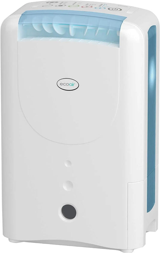 EcoAir DD1 CLASSIC MK6 7.5 Litre Desiccant Dehumidifier With Ioniser & Antibacterial Filter, White & Blue