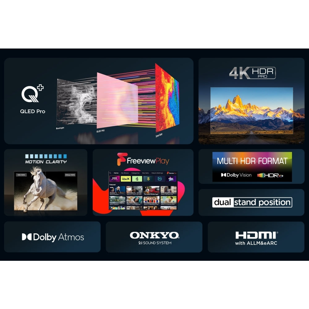 TCL 75C655K 75" QLED 4K Ultra HD Smart TV, Grey, F Rated