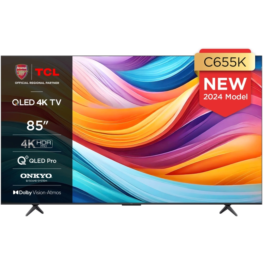 TCL 85C655K 85" QLED 4K Ultra HD Smart TV, Black, F Rated - 42848447463647 