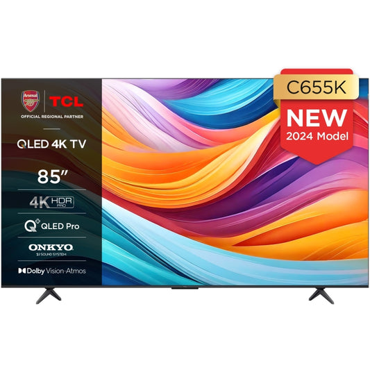 TCL 85C655K 85" QLED 4K Ultra HD Smart TV, Black, F Rated