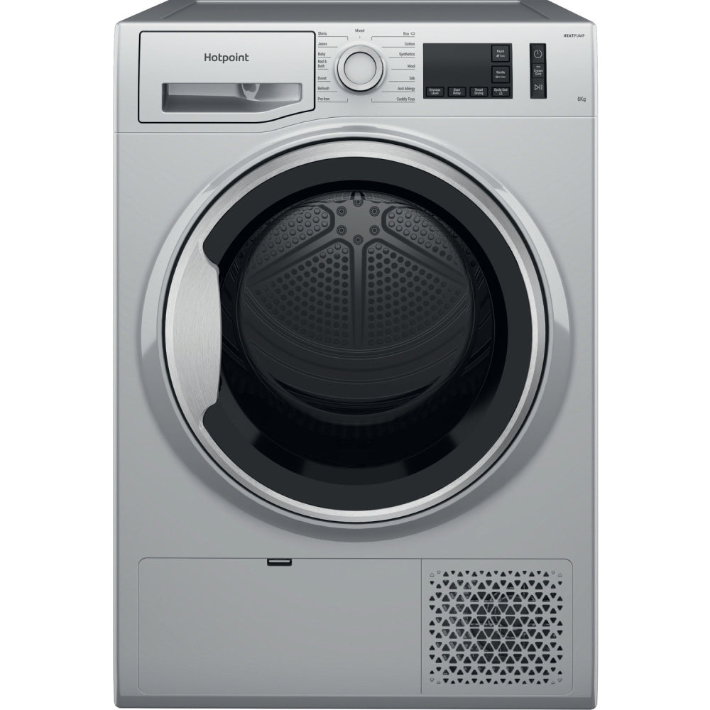 Hotpoint NTM1182SSKUK Heat Pump Tumble Dryer, 8kg, Silver, A++ Rated - 43020113936607 