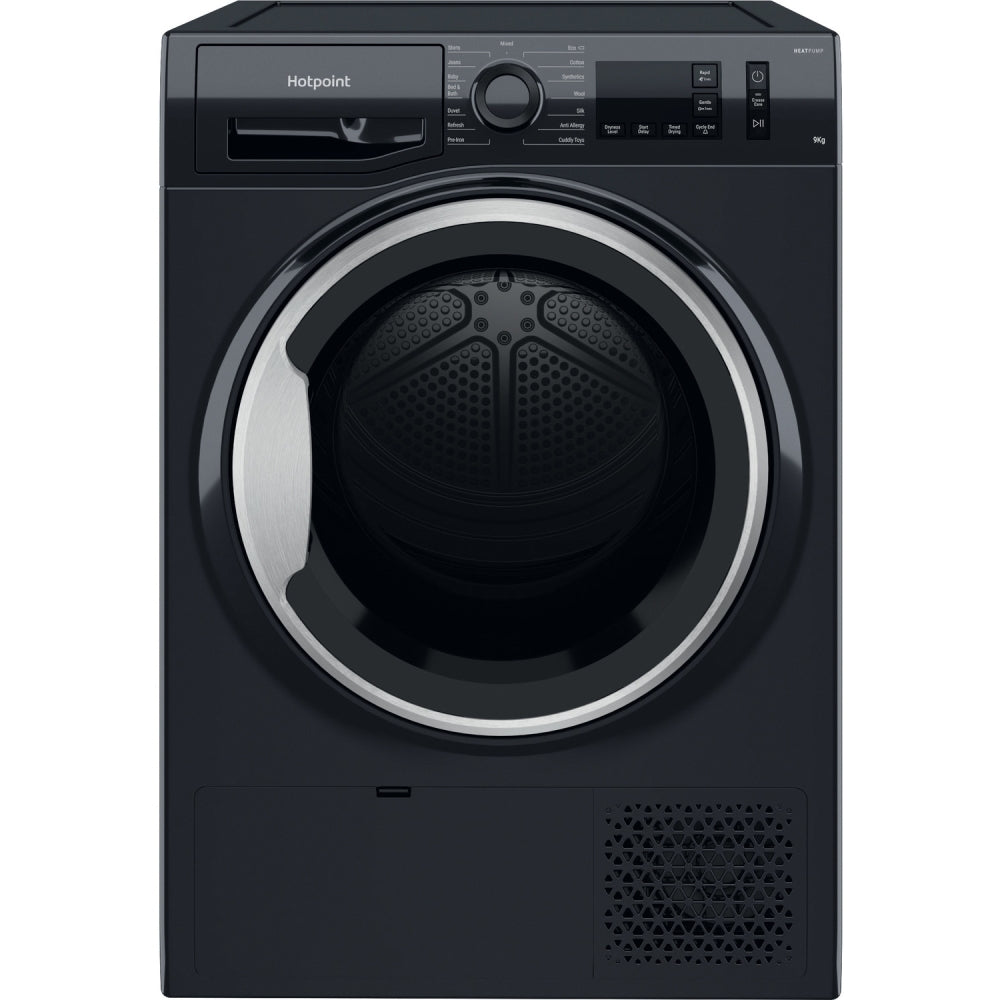 Hotpoint NTM1192BSKUK Heat Pump Tumble Dryer, 9kg, Black, A++ Rated - 43020117180639 