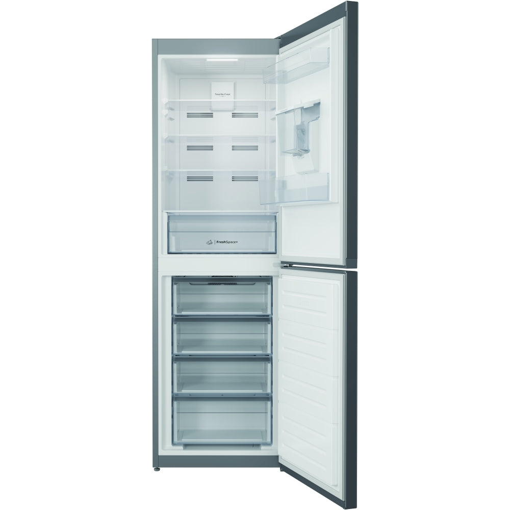 Indesit IBTNF60182SAQUA 322 Litre Total No Frost Fridge Freezer, 50/50, Silver, E Rated