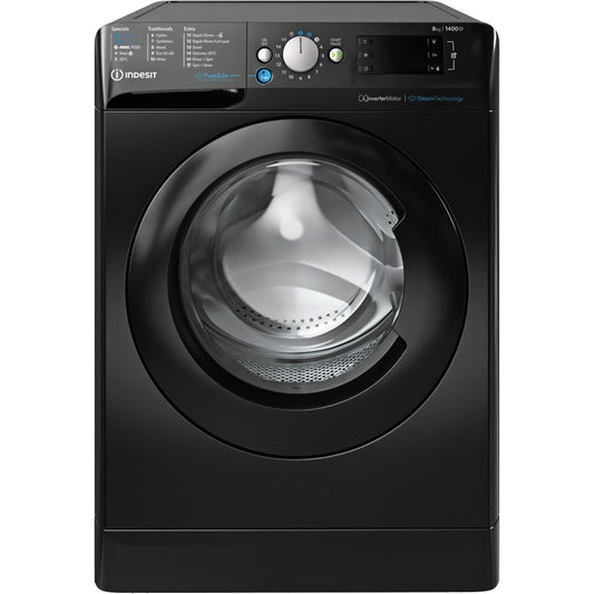 Indesit BWE81496XKV Washing Machine, 8kg, 1400 Spin, Black, A Rated