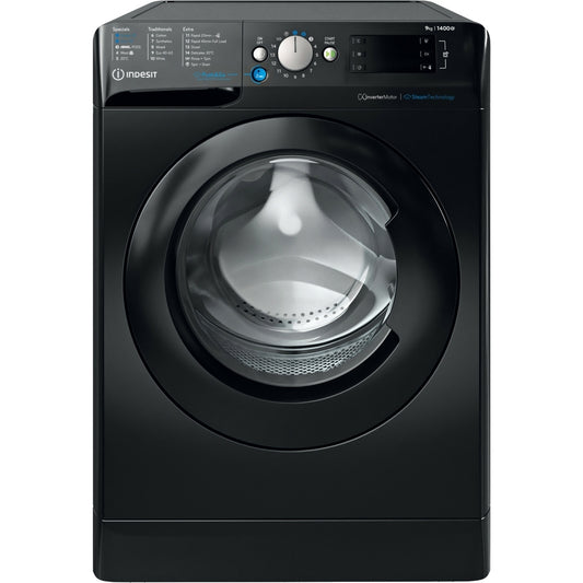 Indesit BWE91496XKV Washing Machine, 9kg, 1400 Spin, Black, A Rated