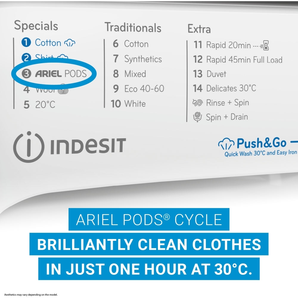 Indesit BDE96436WV Washer Dryer, Wash 9kg Dry 6kg, 1400 Spin, White, D Rated