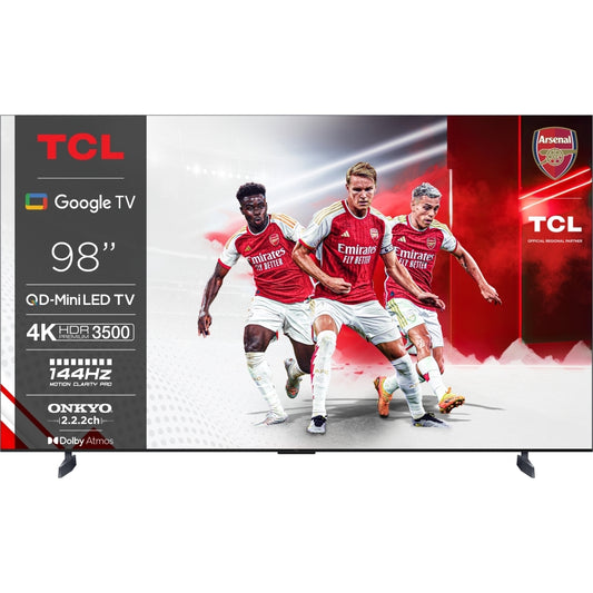 TCL 98C855K C855 98" Mini LED 4K Ultra HD Smart TV, Black, F Rated