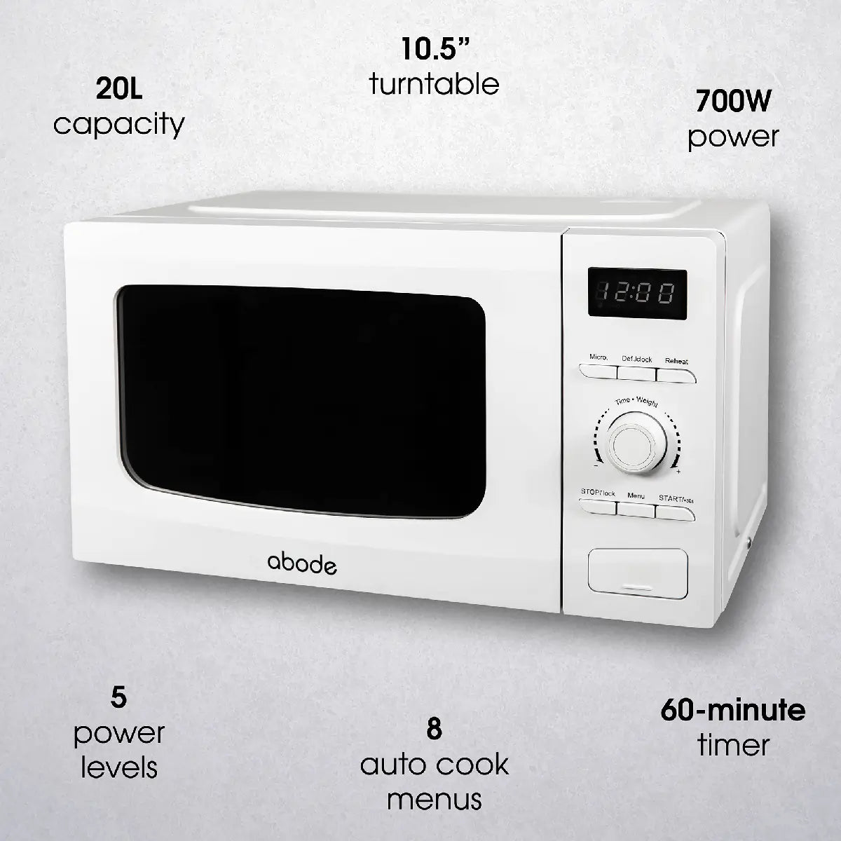 Abode AMD2002M 700W 20 Litre Microwave Oven, White