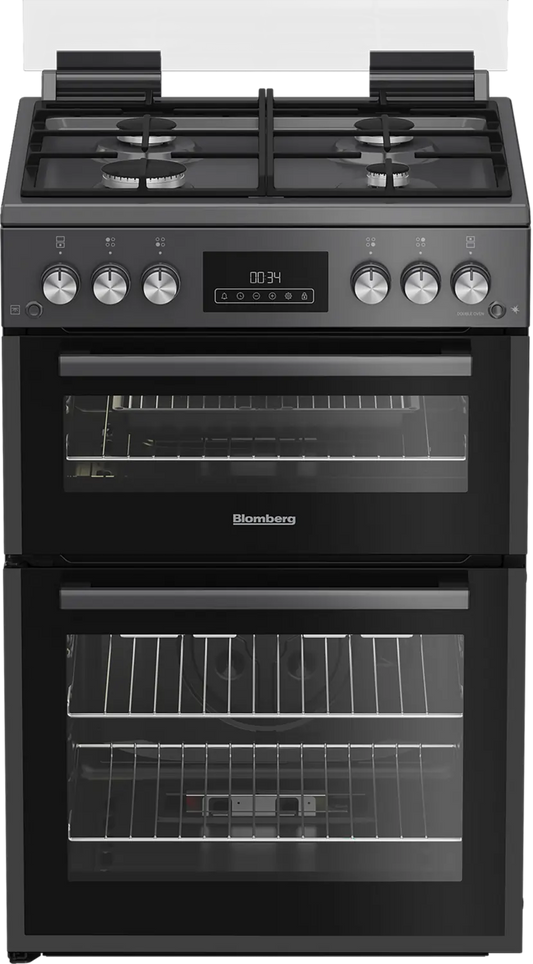 Blomberg GGRN655N 60cm Double Oven Gas Cooker with Gas Hob, Anthracite