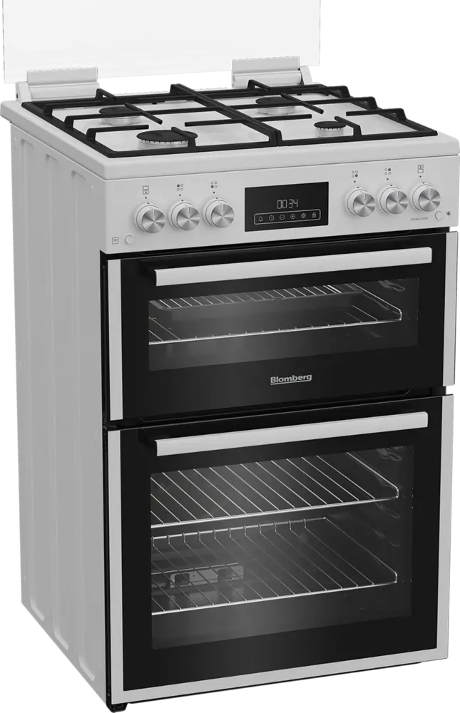 Blomberg GGRN655W 60cm Double Oven Gas Cooker with Gas Hob, White - 72241635787125 