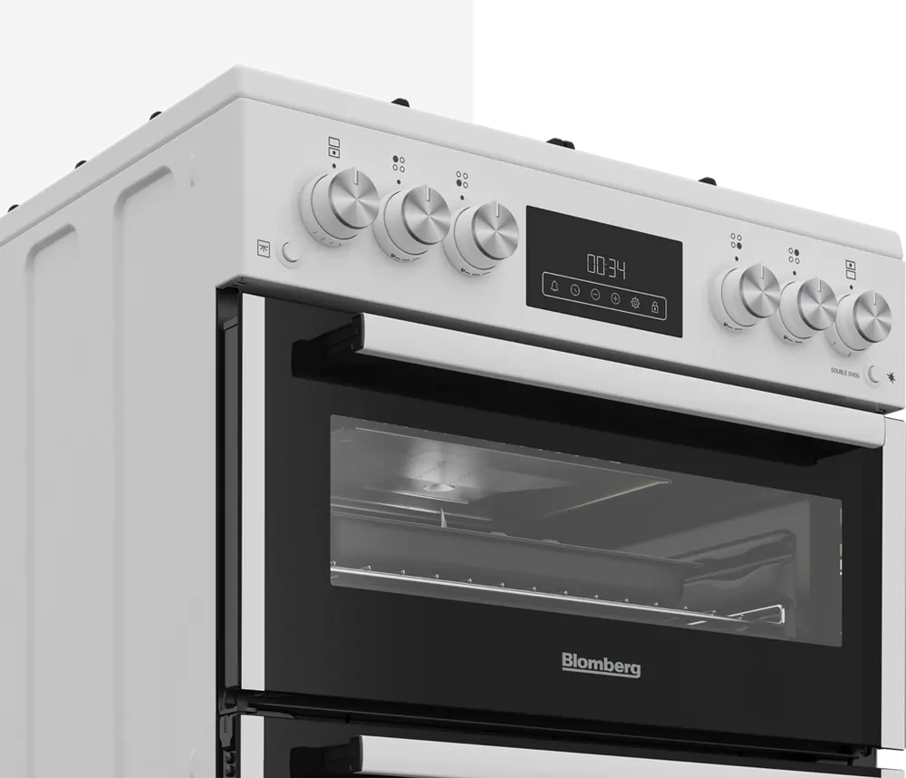 Blomberg GGRN655W 60cm Double Oven Gas Cooker with Gas Hob, White - 72241635721589 