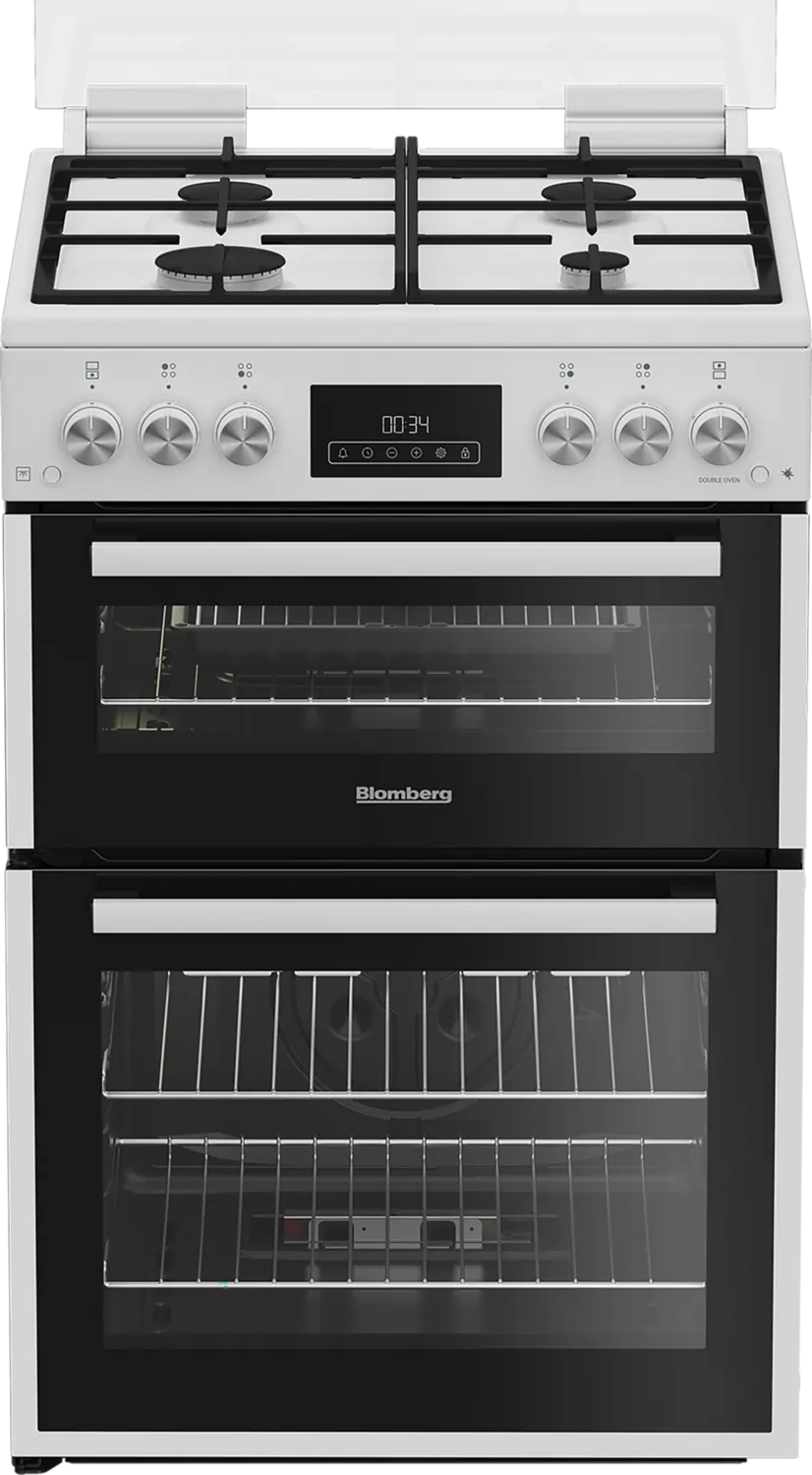 Blomberg GGRN655W 60cm Double Oven Gas Cooker with Gas Hob, White - 72241635819893 