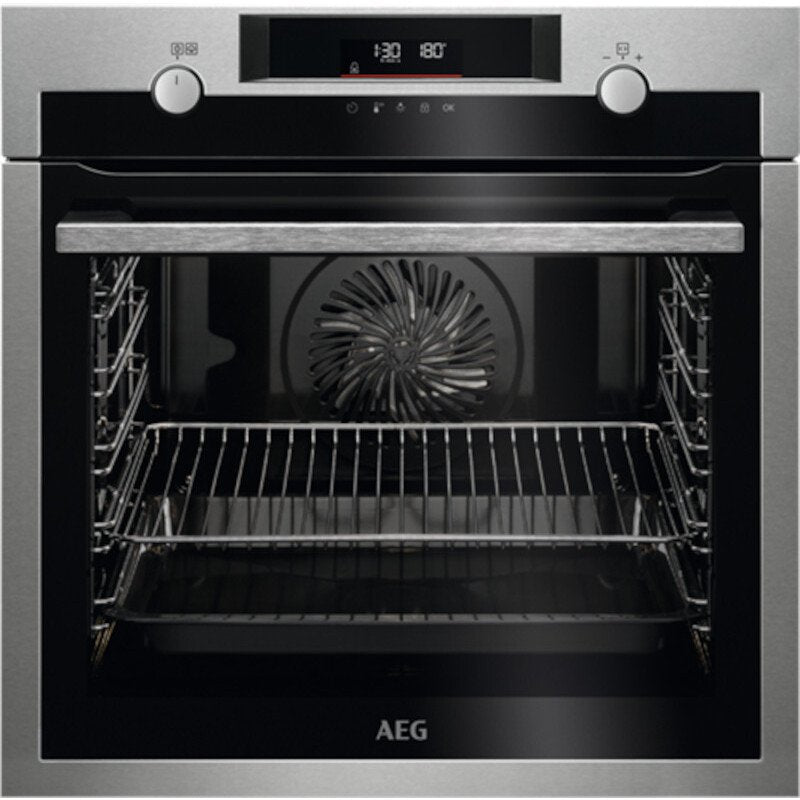 AEG BPS555060M SteamBake Built-In Electric Single Oven, Stainless Steel, A+ Rated - 42657062093023 