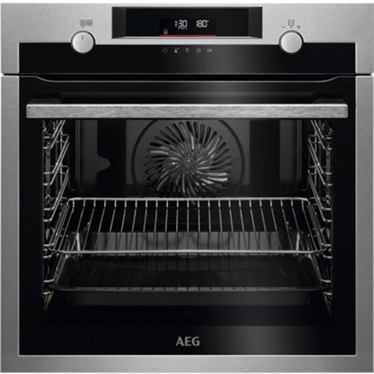 AEG BPS555060M SteamBake Built-In Electric Single Oven, Stainless Steel, A+ Rated