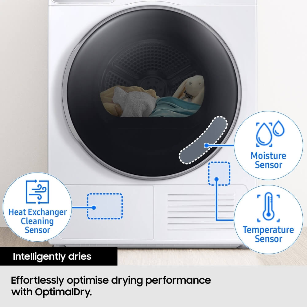 Samsung DV90T5240AW/S1 Heat Pump Tumble Dryer, 9kg, White, A+++ Rated