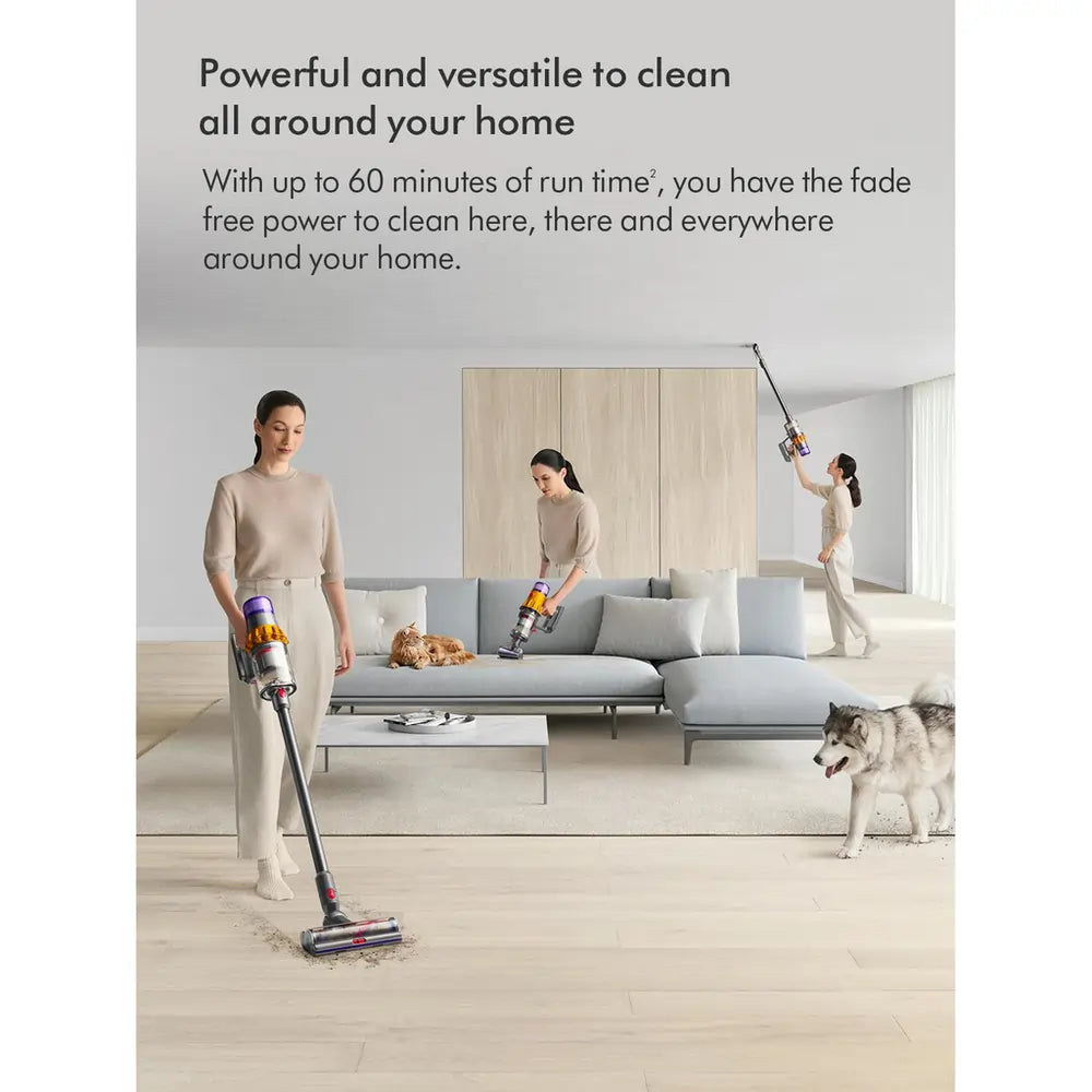 Dyson V15 Cordless Vacuum Cleaner With Advanced Cleaning Accessory Kit And Up To 60 Minutes Run Time , Yellow/Nickel - 71830265889141 