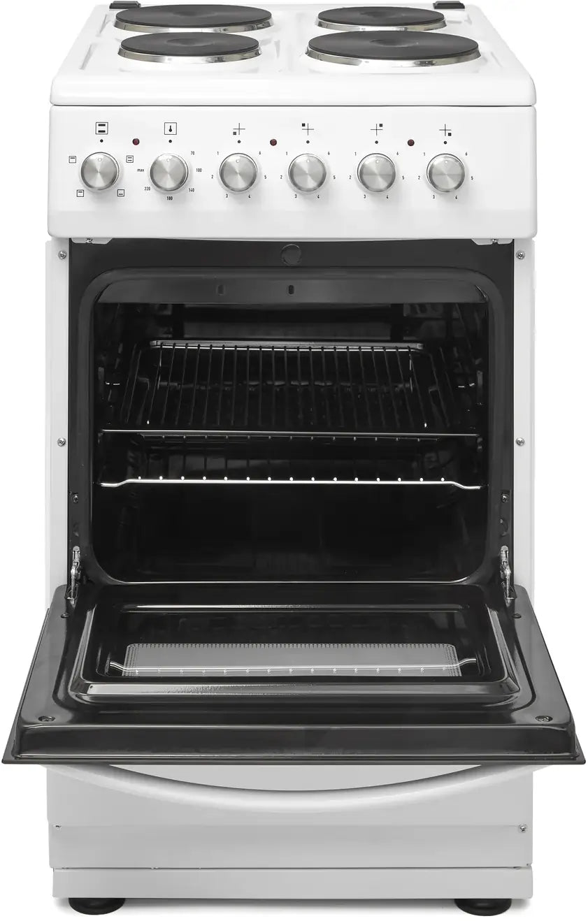 Haden HES050W 50cm Single Oven Electric Cooker with Solid Plate,White - 43641818972383 