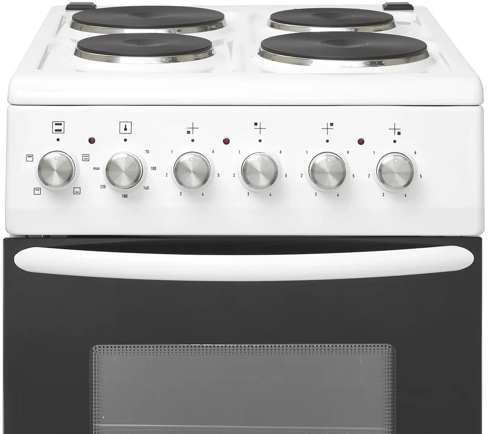 Haden HES050W 50cm Single Oven Electric Cooker with Solid Plate,White - 43641818939615 