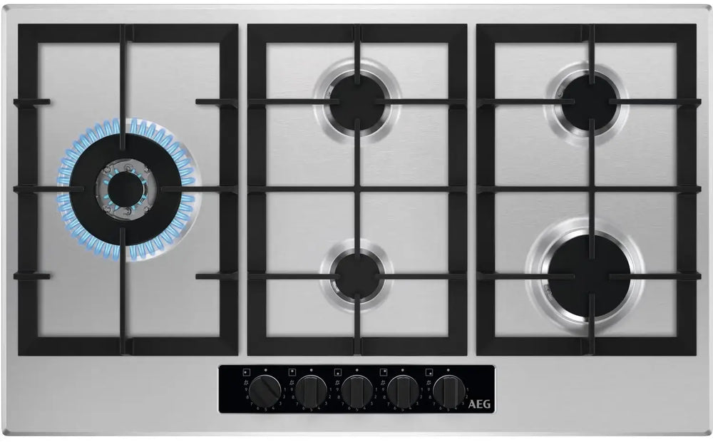 AEG HGB95522YM 86 cm Gas Hob - Stainless Steel - 43554904867039 