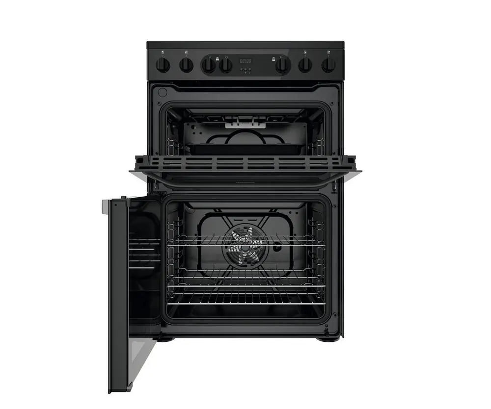 Hotpoint HDEU67V9C2B 60cm Double Oven Electric Cooker with Ceramic Hob, Black - 43120707993823 