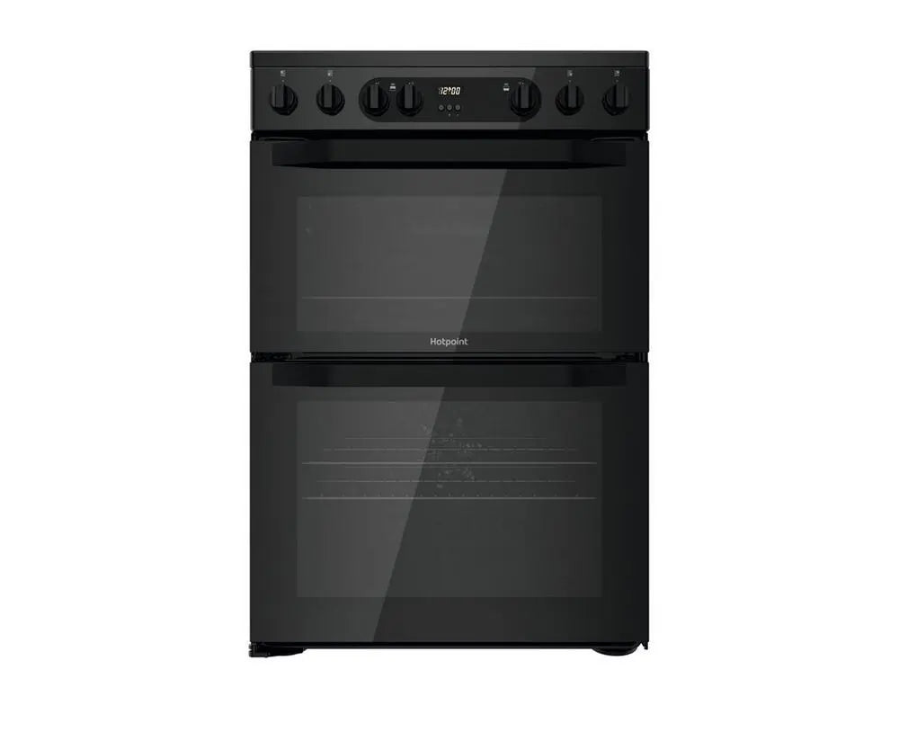 Hotpoint HDEU67V9C2B 60cm Double Oven Electric Cooker with Ceramic Hob, Black - 43120707895519 