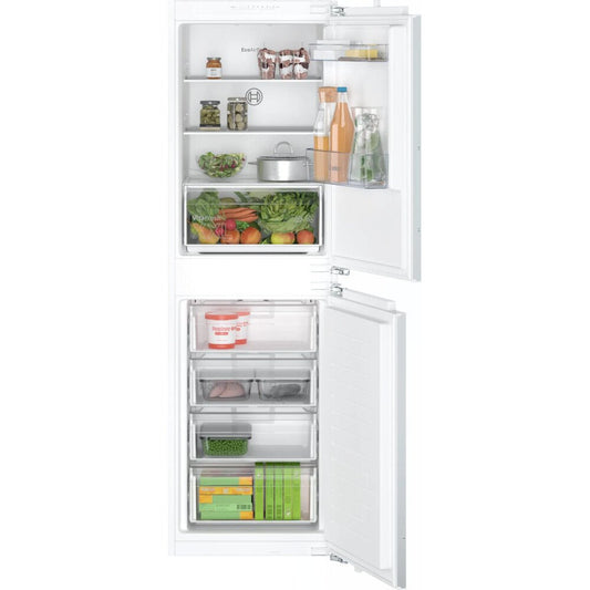 Bosch KIN85NFE0G Series 2 No Frost Integrated Fridge Freezer, Fixed Hinge, 50/50, White, E Rated