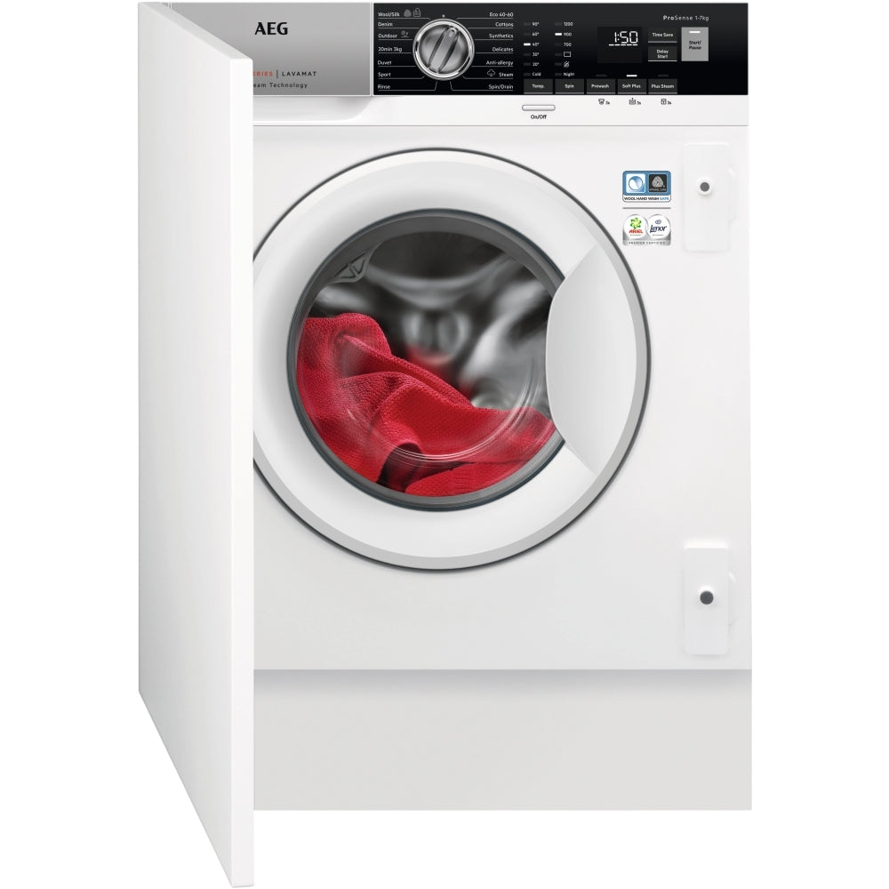 AEG L7FE7261BI Integrated Washing Machine, 7kg, 1200 Spin, White - 42657076379871 