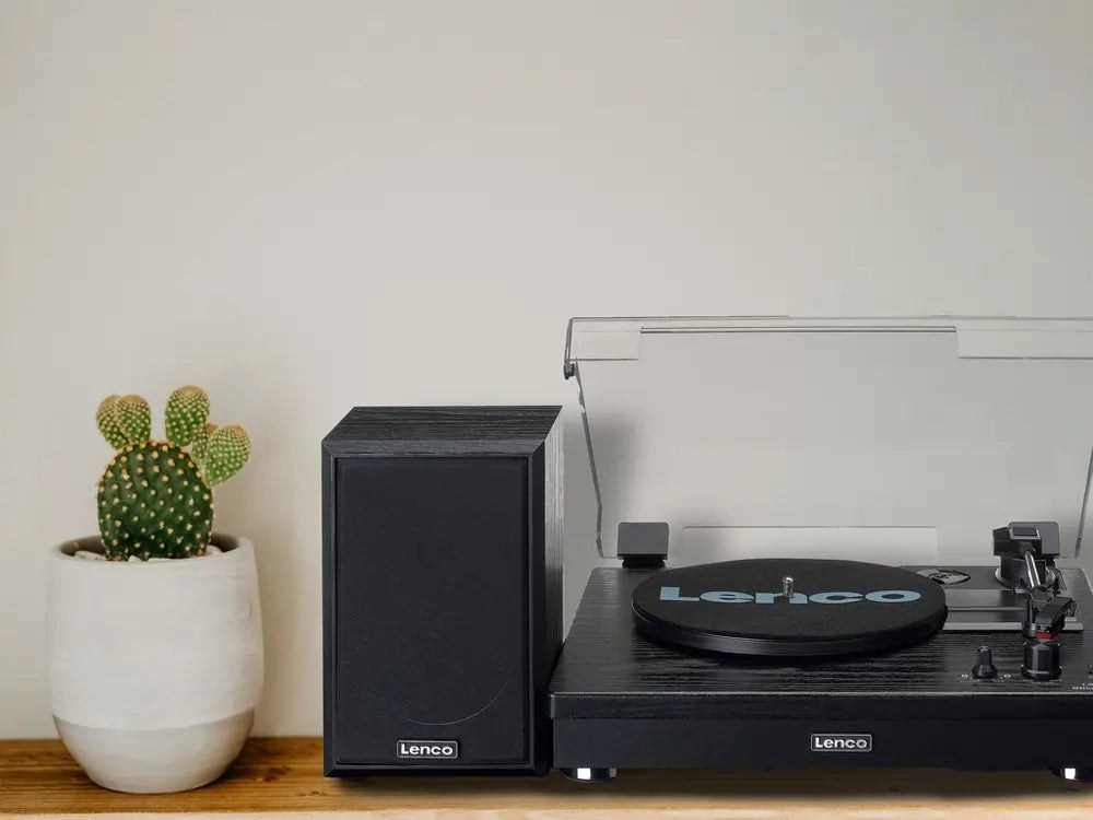 Lenco LS101 Turntable & Hi Fi Speaker System With Bluetooth, Black