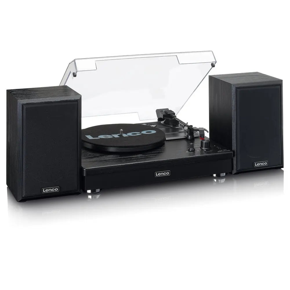 Lenco LS101 Turntable & Hi Fi Speaker System With Bluetooth, Black - 43557466800351 