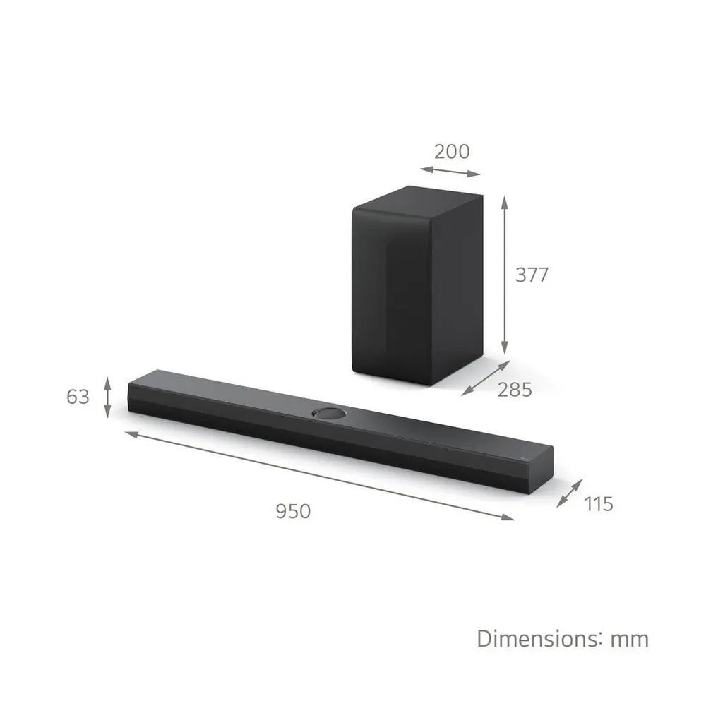 LG US70TY 400W 3.1.1ch Soundbar and Wireless Subwoofer, Black - 43118792081631 