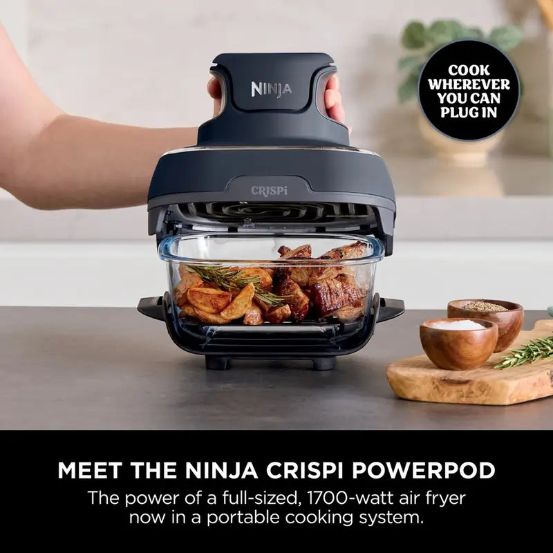 Ninja CRISPi FN101UKGY 4-in-1 Portable Air Fryer, Cyber Space Blue - 73158039503221 