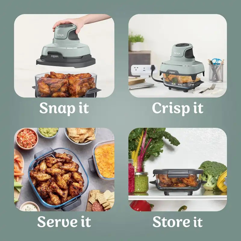 Ninja CRISPi FN101UKSG 4-in-1 Portable Air Fryer, Sage Green