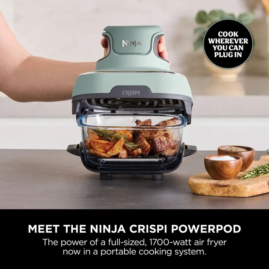 Ninja CRISPi FN101UKSG 4-in-1 Portable Air Fryer, Sage Green - 73158248464757 