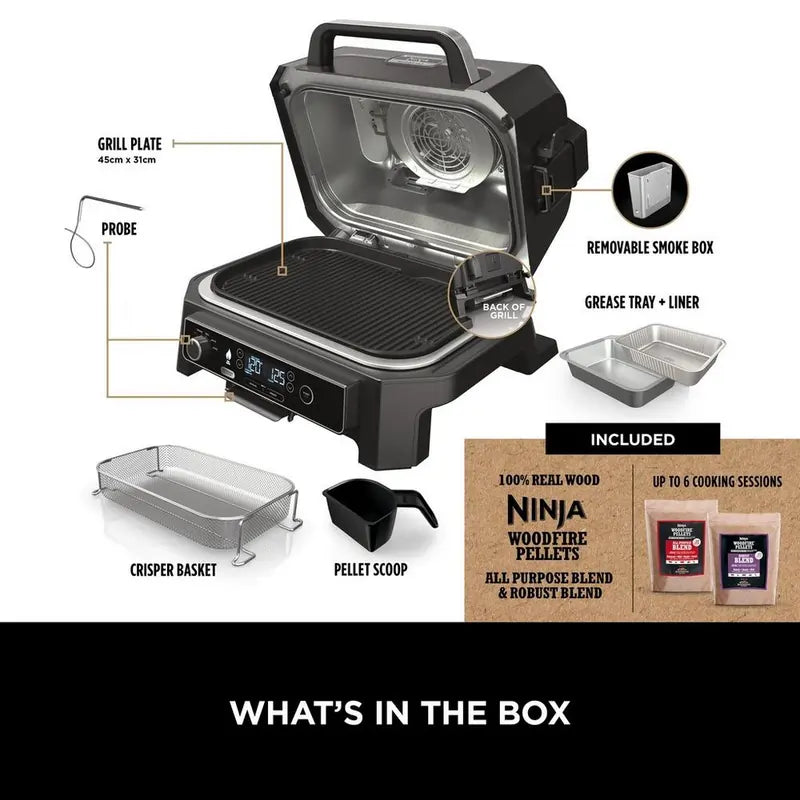 Ninja OG850UKKIT Pro XL Electric BBQ Grill With Cover, Black - 43120790733023 