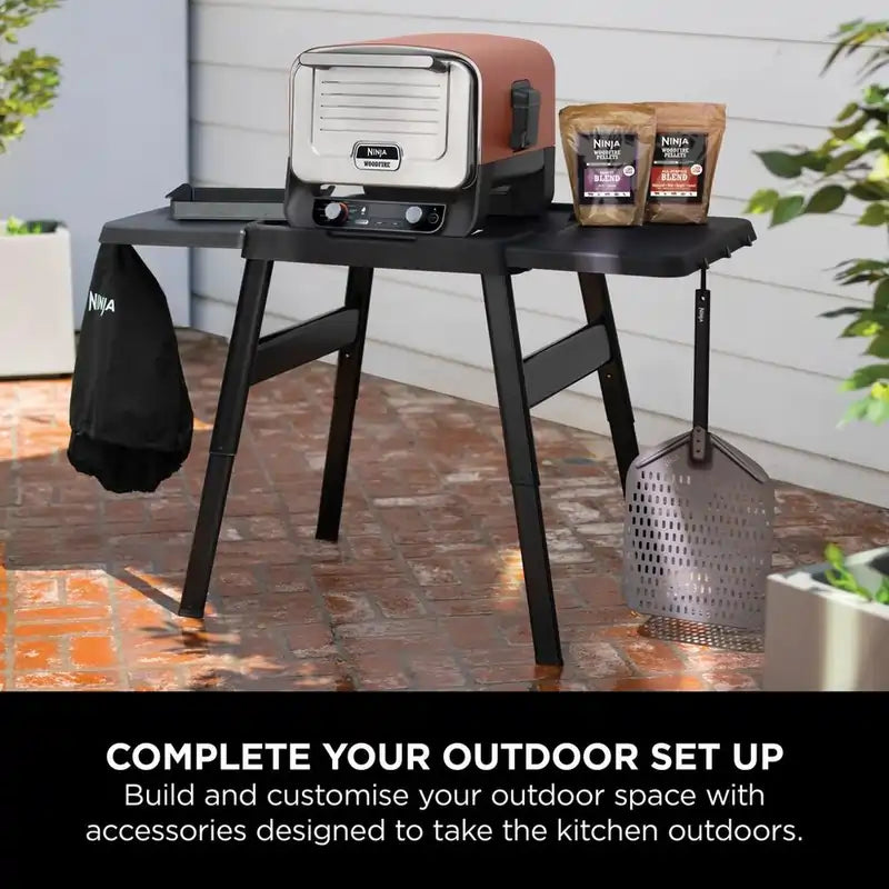 Ninja OO101UKSTANDKIT Woodfire Electric Outdoor Oven with BBQ Stand, Terracotta/Steel