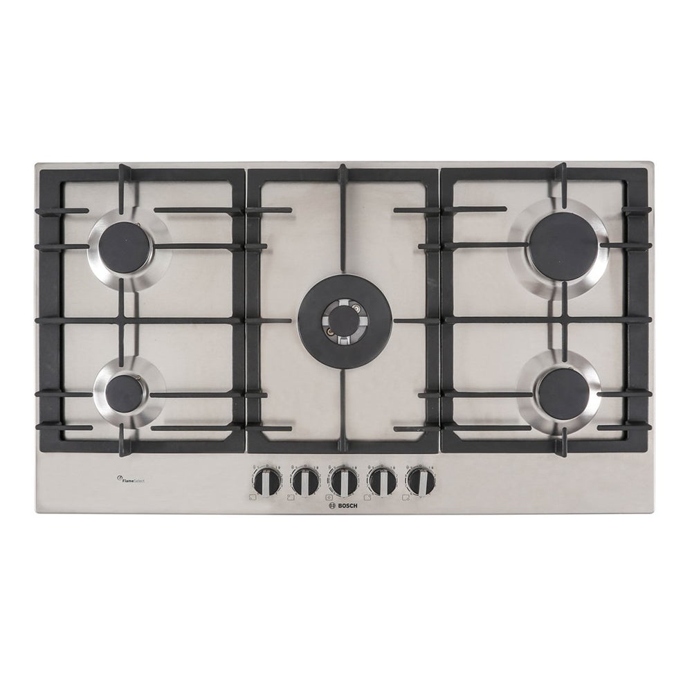 Bosch PCR9A5B90 90cm 5 Burner Gas Hob, Stainless Steel - 43657903669471 