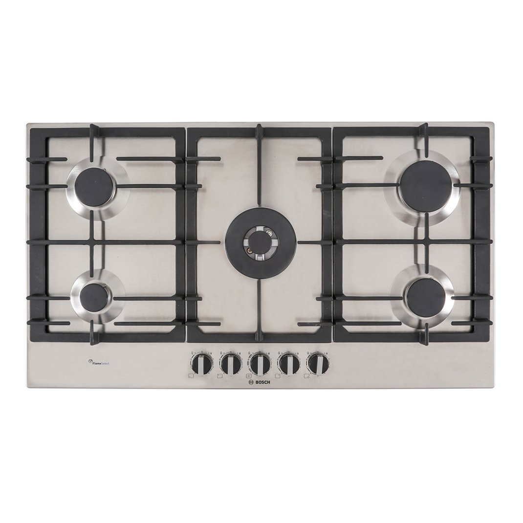 Bosch PCR9A5B90 90cm 5 Burner Gas Hob, Stainless Steel