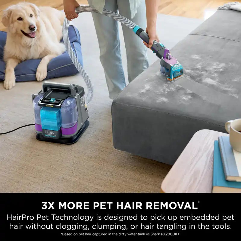 Shark PX250UKT StainStriker HairPro Pet Stain & Spot Cleaner, Dark Silver & Force Fuchsia - 43918237434079 