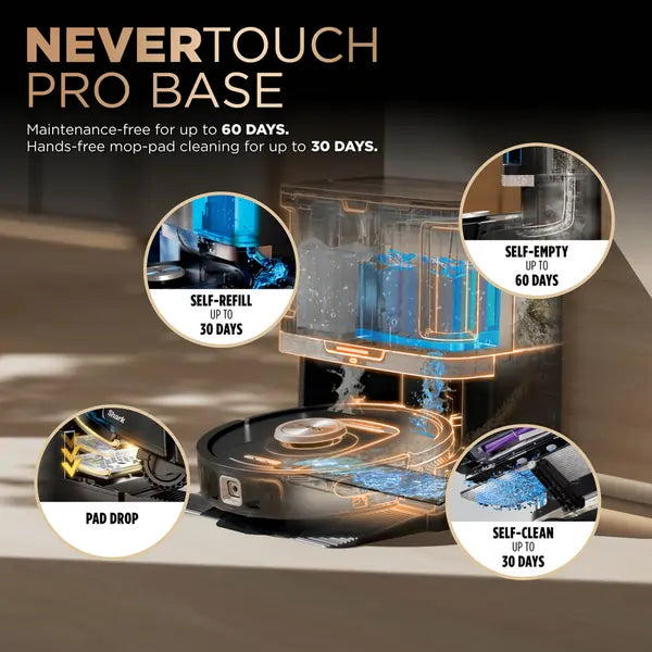 Shark RV2800ZEUK Shark PowerDetect NeverTouch Pro 2-in-1 Self-Empty, Self-Refill & Self-Clean Robot Vacuum & Mop, Black - 71818022846837 