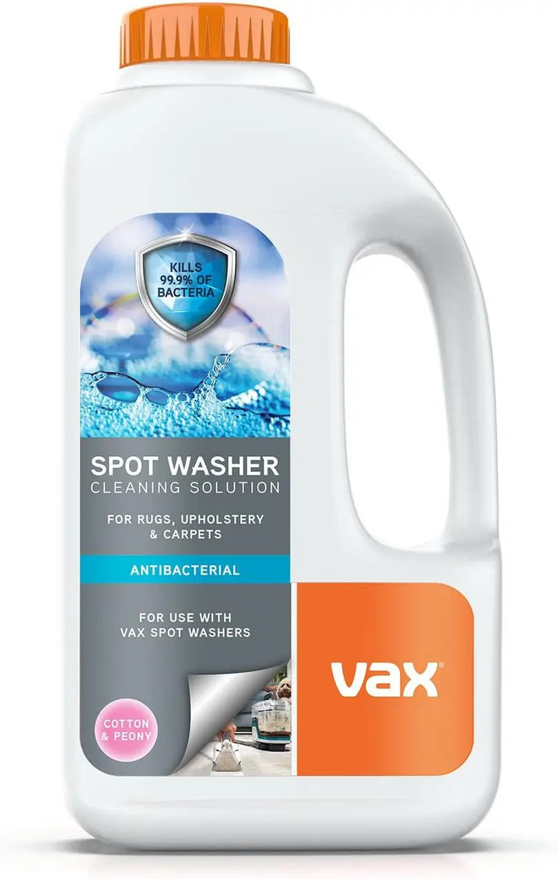 Vax 19142885 Spotwash Antibacterial Carpet & Upholstery Cleaning Solution,1.5 Litres, Cotton & Peony Fragrance - 43594239934687 