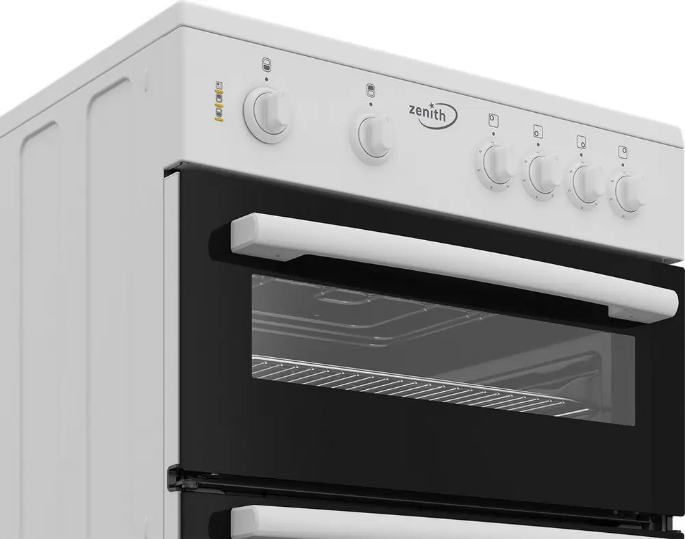 Zenith ZE605W 60cm Twin Cavity Electric Cooker with Ceramic Hob, White - 43533804929247 