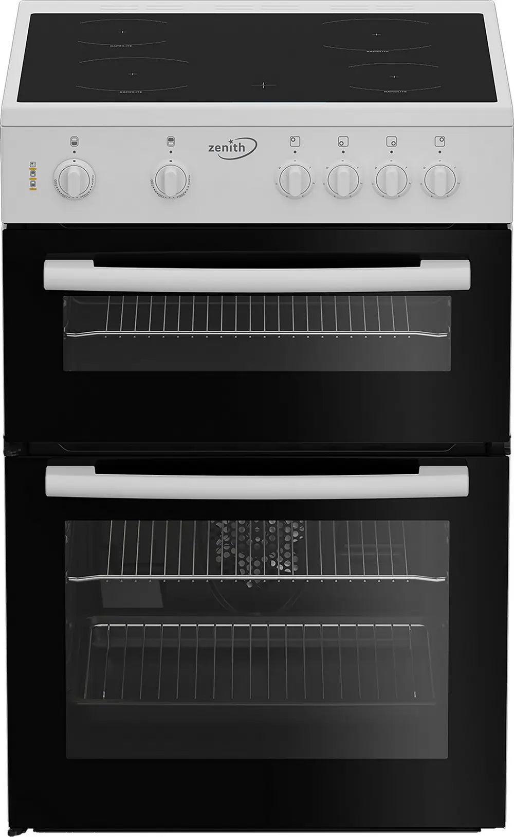 Zenith ZE605W 60cm Twin Cavity Electric Cooker with Ceramic Hob, White - 43533804962015 