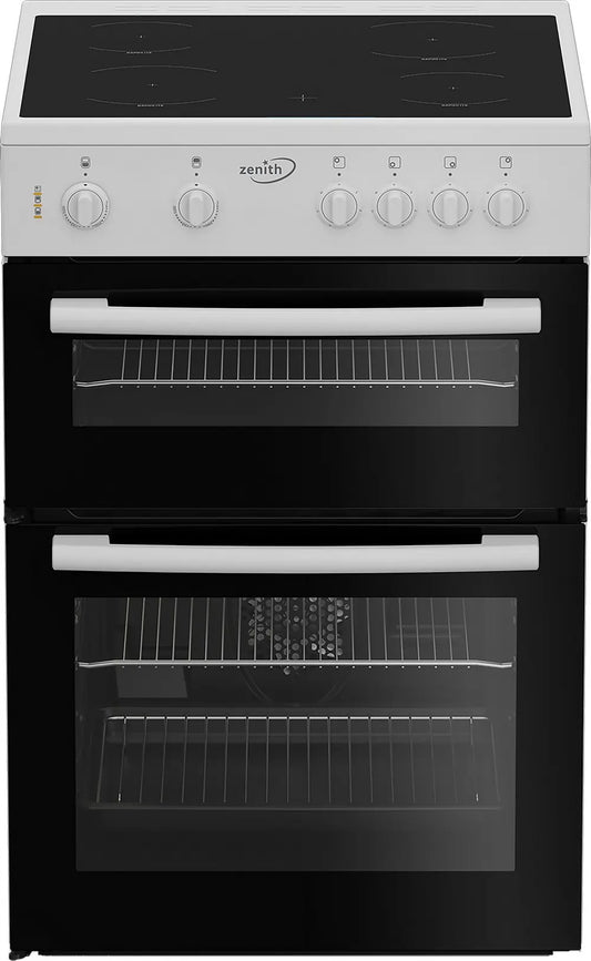 Zenith ZE605W 60cm Twin Cavity Electric Cooker with Ceramic Hob, White