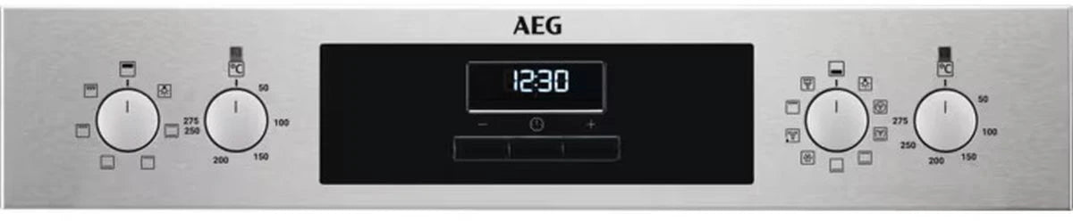 AEG DEX33111EM 66L Built-In Electric Double Oven - Stainless Steel | Atlantic Electrics