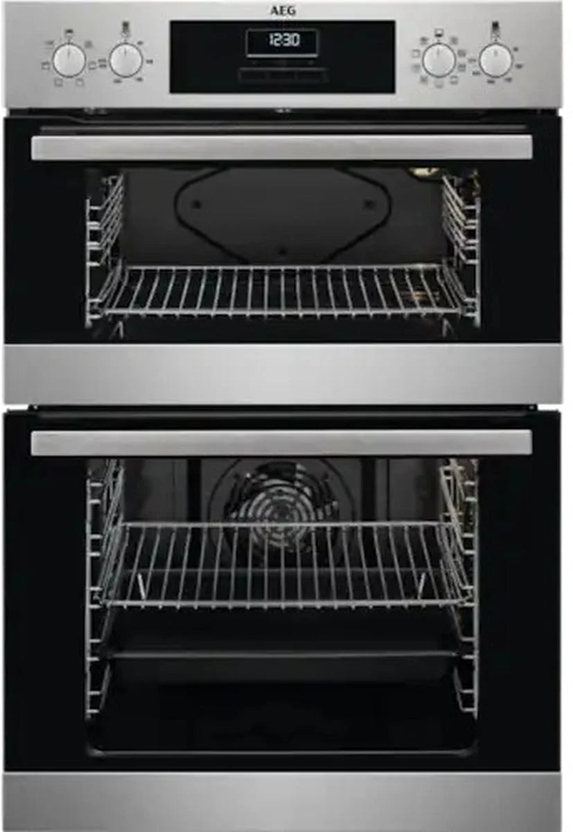 AEG DEX33111EM 66L Built-In Electric Double Oven - Stainless Steel | Atlantic Electrics