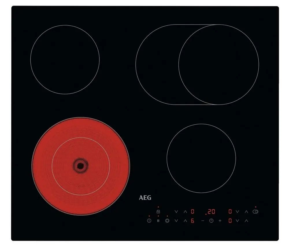 AEG HRX64360CB 60cm 4 Zone Ceramic Hob, Black | Atlantic Electrics - 42827480269023 