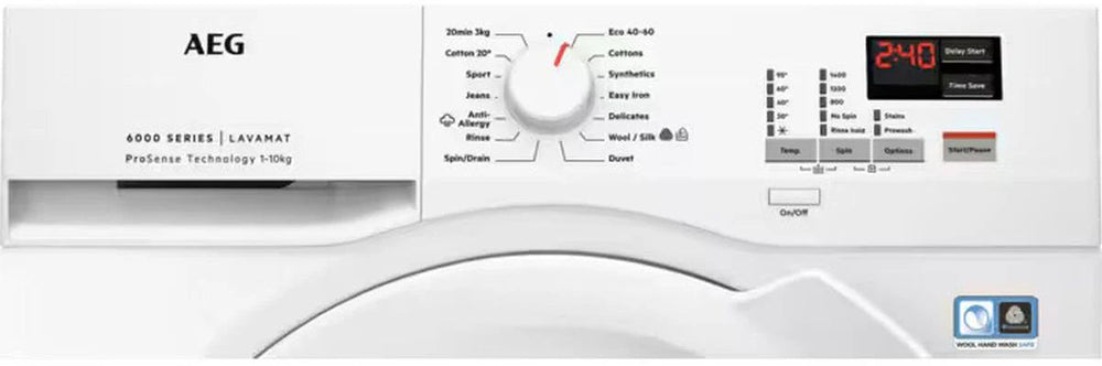 AEG L6FBK141B 10kg Washing Machine with 1400 rpm - White | Atlantic Electrics - 42265300861151 