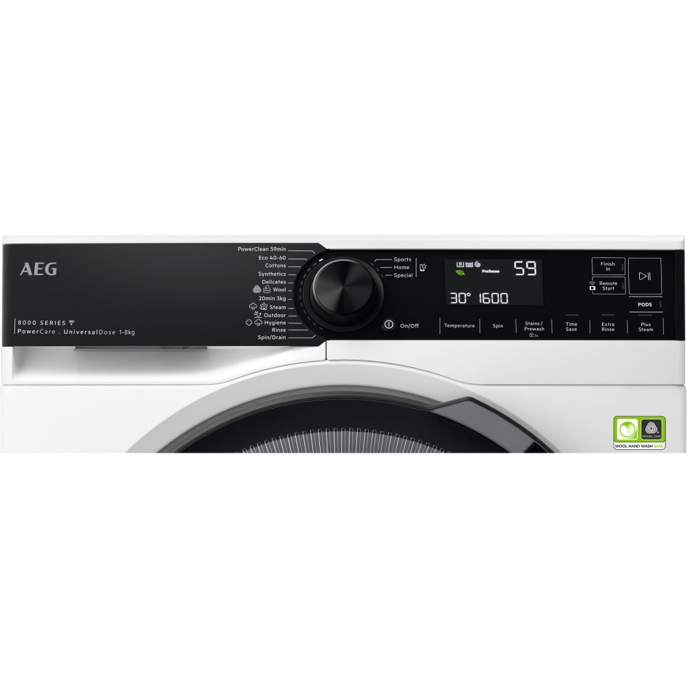 AEG LFR84866UC Washing Machine, 8kg, 1600 Spin, White, A Rated | Atlantic Electrics - 42724169744607 