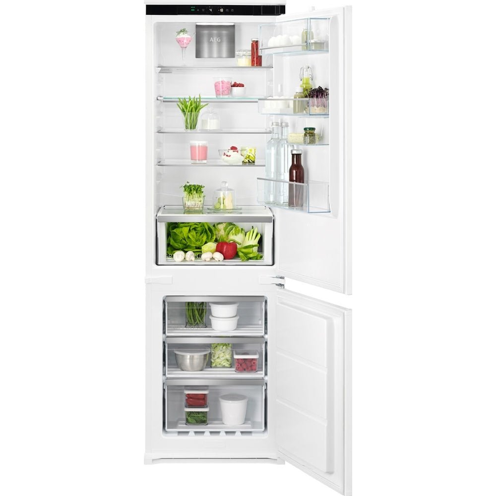 AEG NSC7G181DS No Frost Integrated Fridge Freezer, Sliding Hinge, 60/40, White | Atlantic Electrics - 42724168401119 